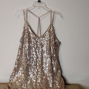 Xhilaration Sequin Mini Dress in Gold and Cream